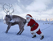 Santa Pushing a Reindeer
